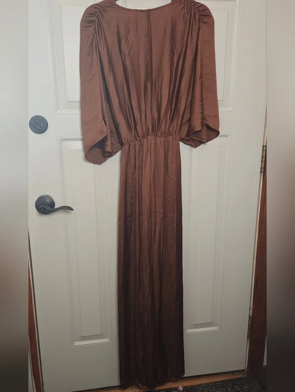Zara - Rust Brown / Copper Pleated Wide-Leg Jumpsuit with Ring Detail